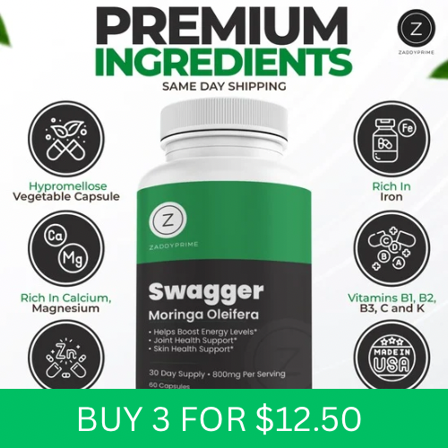 3 Pack Bundle of Swagger Moringa Vitality Booster, Gut Health, Joints and Skin - Get Your Swagger Back